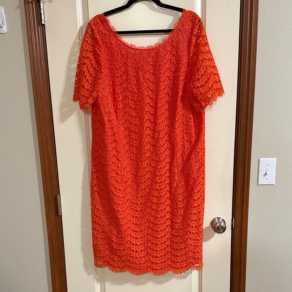 Boden Orange Lace Midi Dress